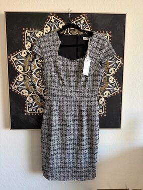 Grace Karin Black and White Tweed Midi Sheath Dress